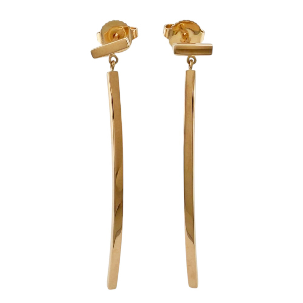 Tiffany & Co. T Wire Bar Earrings, 18K Pink Gold, Women's Earrings.